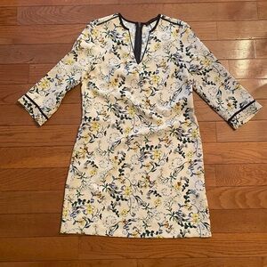 Zara Cream Floral 3/4 Three Quarter Sleeve Dress